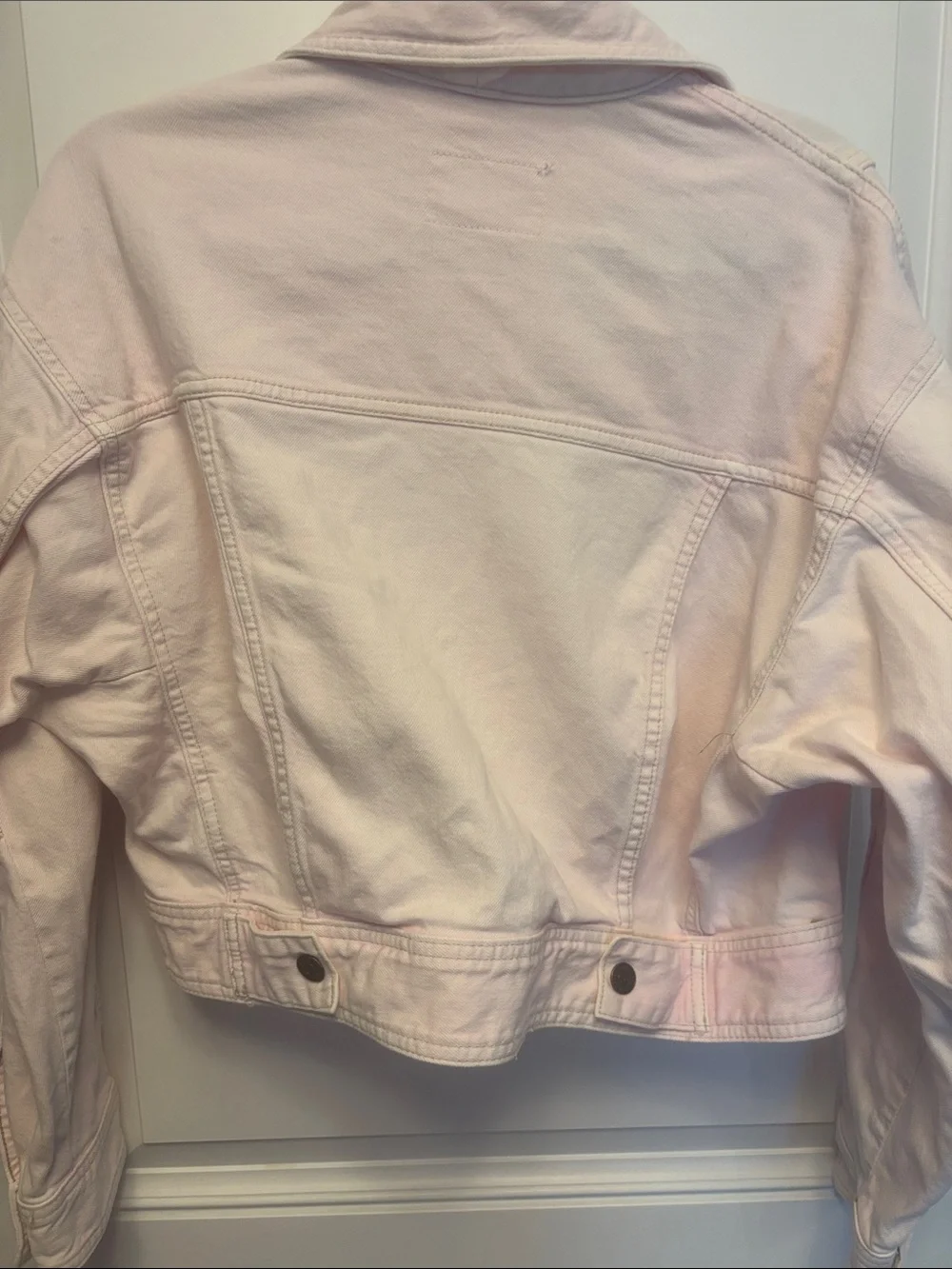 Free People Pale Pink Cropped Denim Jacket - Picture 3 of 9